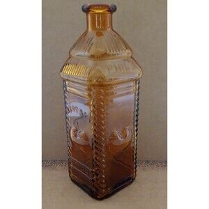 Vintage Amber Glass Jar Apple Bitters Decorative 9" Farmhouse Country Decor